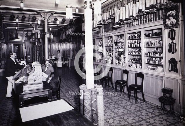 Interior of a toy store, carpets and cleaning objects located in 18 Puertaferrisa street, Barcelo…