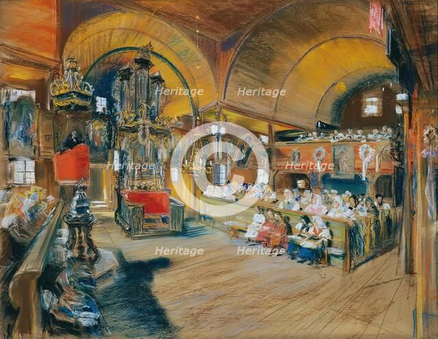Interior of a village church, c1900. Creator: Ludwig Michalek.