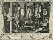 Interior of a Weaver's Workshop 1747, (1925). Creator: William Hogarth
