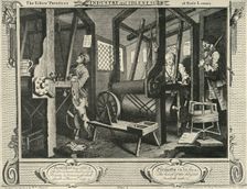 Interior of a Weaver's Workshop 1747, (1925). Creator: William Hogarth