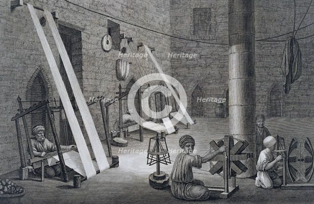 'Interior of a Weavers Workshop', Egypt, 1822. Artist: Schroeder
