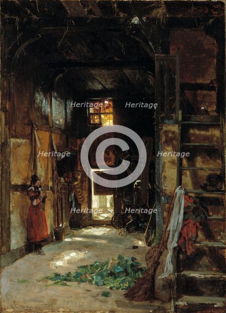 Interior of a Westphalian Cottage, 1852. Creator: Worthington Whittredge.