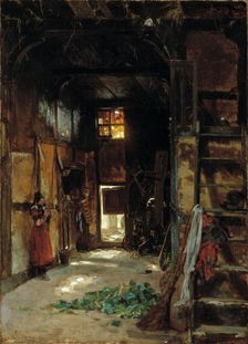 Interior of a Westphalian Cottage, 1852. Creator: Worthington Whittredge