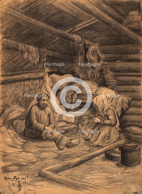 Interior of a wooden tent, 1928. Creator: Dmitrii Innokent'evich Karatanov.