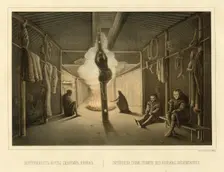 Interior of a Yurt in a Koryak Permanent Settlement, 1856. Creator: Ivan Dem'ianovich Bulychev