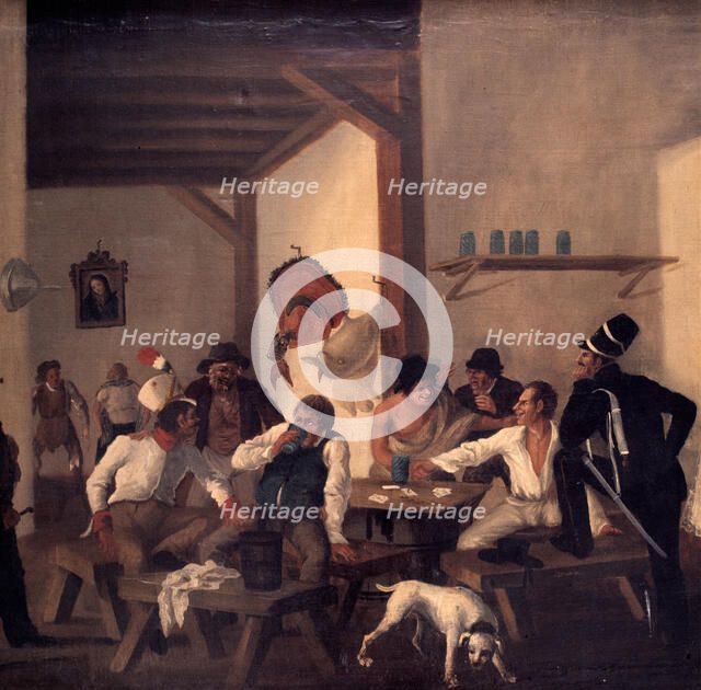 Interior of a bar, oil.