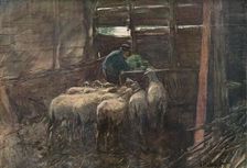 Interior of a Barn 19th century. Artist: Anton Mauve