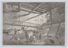 Interior of a Barn with Milkmaid, ca. 1800., ca. 1800. Creator: Anon