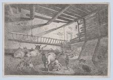 Interior of a Barn with Milkmaid, ca. 1800., ca. 1800. Creator: Anon