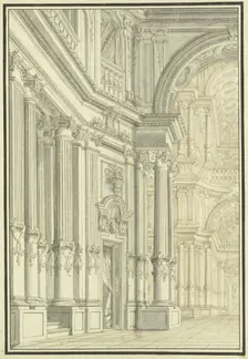Interior of a Baroque church, 17th century. Creator: Giacomo Antonio Mannini