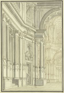 Interior of a Baroque church, 17th century. Creator: Giacomo Antonio Mannini