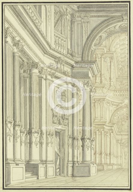 Interior of a Baroque church, 17th century. Creator: Giacomo Antonio Mannini.