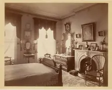Interior of a bedroom, 1876. Creator: BJ Smith
