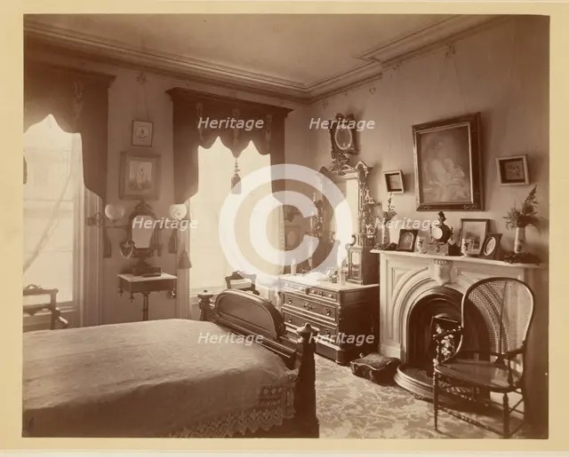 Interior of a bedroom, 1876. Creator: BJ Smith.