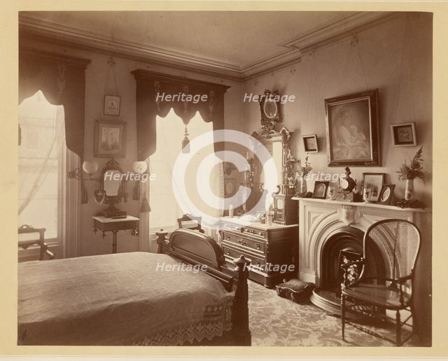 Interior of a bedroom, 1876. Creator: BJ Smith.