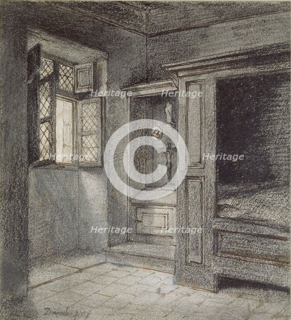 Interior of a Bedroom with a Sanctuary on the left, mid 19th century. Artist: Charles Francois Daubigny.