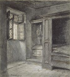 Interior of a Bedroom with a Sanctuary on the left, mid 19th century. Artist: Charles Francois Daubigny
