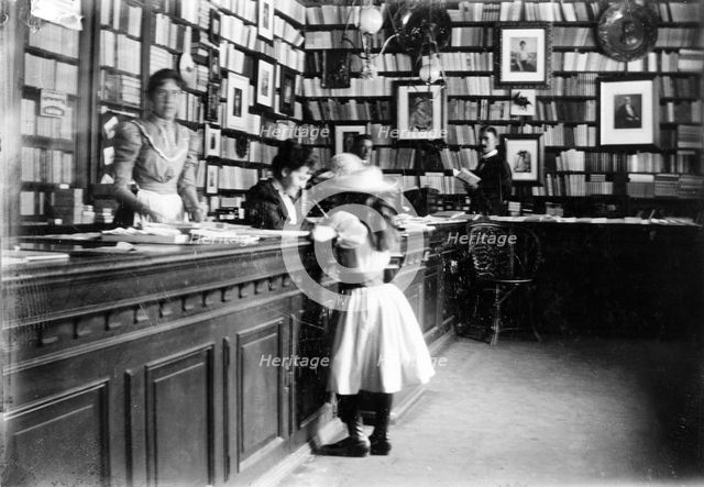 Interior of a bookshop, Landskrona, Sweden, 1895. Creator: Unknown.