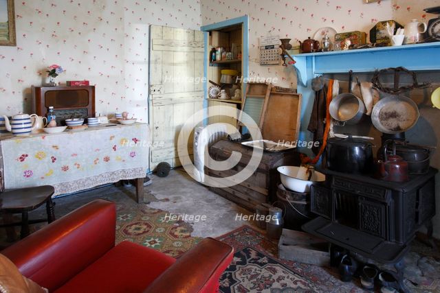 Interior of a black house, Arnol, Lewis, Outer Hebrides, Scotland, 2009. Creator: Peter Thompson.