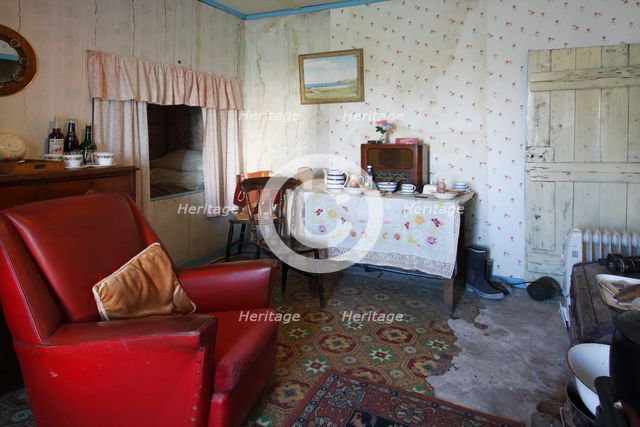 Interior of a black house, Arnol, Lewis, Outer Hebrides, Scotland, 2009. Creator: Peter Thompson.