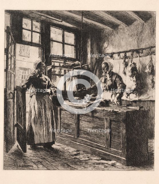 Interior of a Butcher Shop. Creator: Léon Augustin Lhermitte (French, 1844-1925).