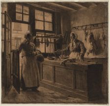 Interior of a Butcher Shop, c. 1881. Creator: Léon Augustin Lhermitte (French, 1844-1925)