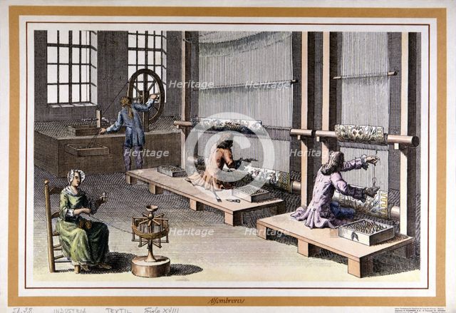 Interior of a carpet shop, engraving.