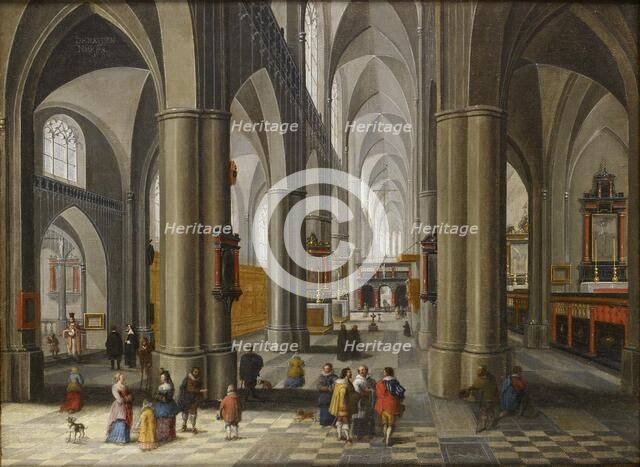Interior of a Cathedral with Figures, 1640-1660. Artist: Pieter Neefs.