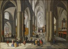 Interior of a Cathedral with Figures, 1640-1660. Artist: Pieter Neefs