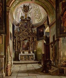 Interior of a Chapel at the Parish Church in Krosno, 1876-1877. Creator: Aleksander Gryglewski
