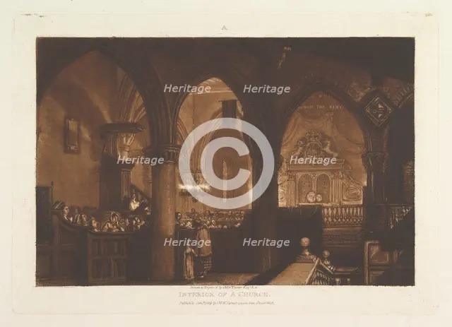 Interior of a Church (Liber Studiorum, part XIV, plate 70), January 1, 1819. Creator: JMW Turner.