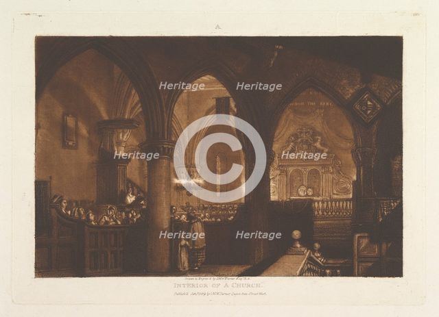 Interior of a Church (Liber Studiorum, part XIV, plate 70), January 1, 1819. Creator: JMW Turner.