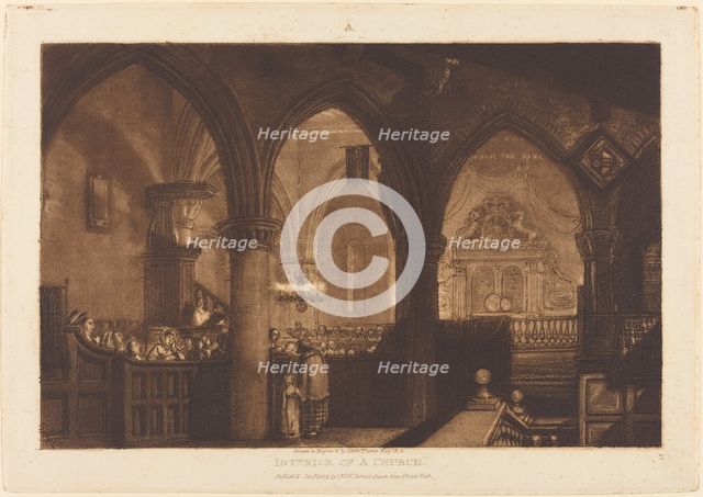Interior of a Church, published 1819. Creator: JMW Turner.