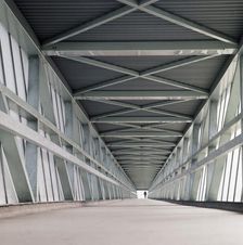 Interior of a covered footbridge at the London Docks, 1965. Artist: John Gay