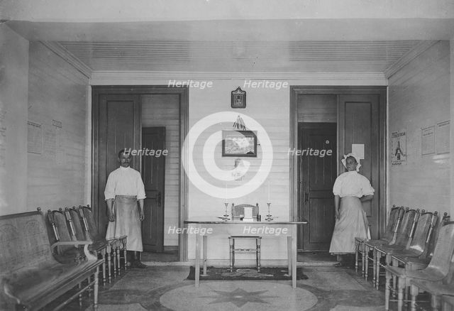 Interior of a doctor's waiting room at the resort of Lake Shira, 1900-1909. Creator: LI Vonago.