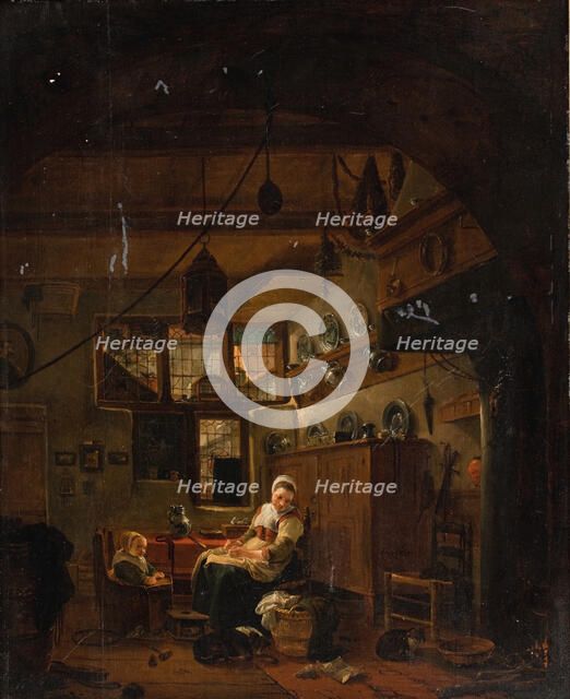 Interior of a Dutch Farm Cottage, 1631-1677. Creator: Thomas Wijck.