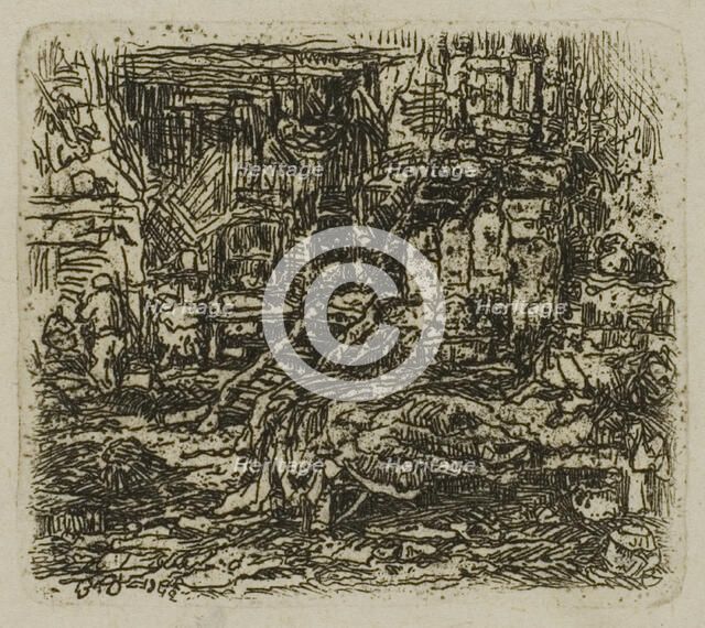 Interior of a Farmhouse, 1843. Creator: Rodolphe Bresdin.