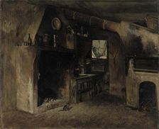 Interior of a French farmhouse, 1860-1880. Creator: Adolf von Becker