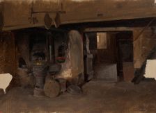 Interior of a German farmhouse, 1850-1855. Creator: Karl Anders Ekman