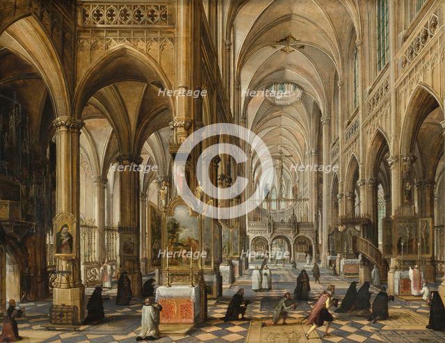 Interior of a Gothic Cathedral, 1612. Creator: Paul Vredeman de Vries.