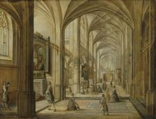 Interior of a Gothic Church, 1615. Creator: Hendrik van Steenwyck