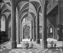 Interior of a Gothic Church, 1625. Creators: Bartholomeus van Bassen, Esaias van de Velde