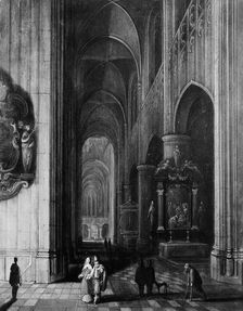 Interior of a Gothic Church at Night, ca. 1660. Creator: Pieter Neefs