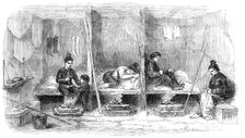 Interior of a Greenlander's Hut, 1856. Creator: H. Crane