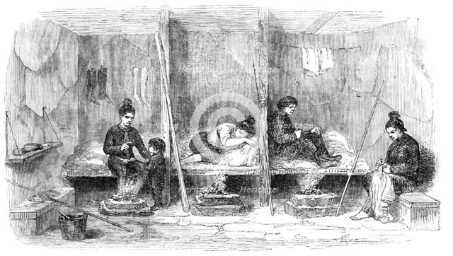 Interior of a Greenlander's Hut, 1856.  Creator: H. Crane.