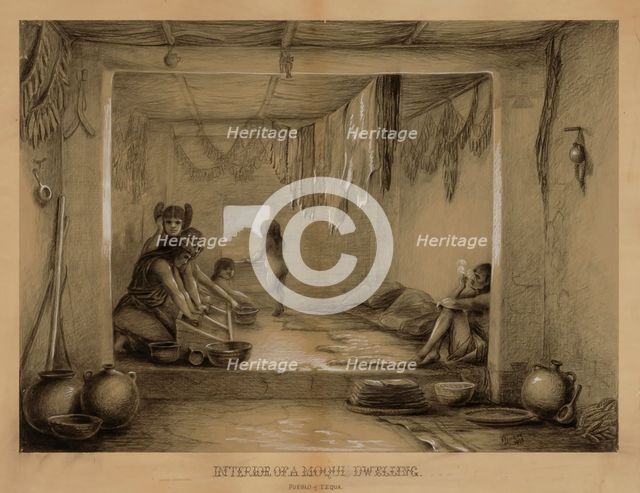 Interior of a Hopi Dwelling, late 19th-early 20th century. Creator: William H. Jackson.