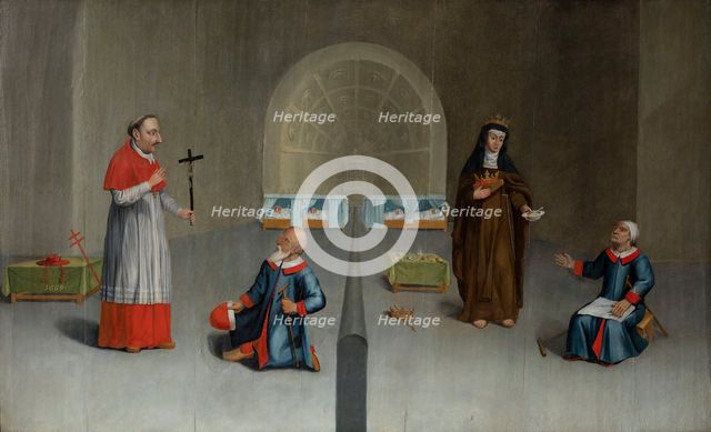 Interior of a Hospital with Saint Charles Borromeo and Saint Elizabeth of Hungary, 1669. Creator: Lefort, Jean Gilles (active Second Half of the 17th cen.).