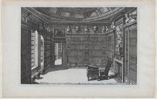 Interior of a Library, from Nouveaux Liure da Partements, part of Oeuv..., published 1703 or 1712. Creator: Daniel Marot