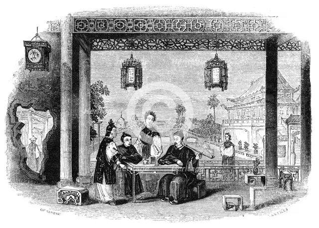 Interior of a mandarin's house, China, 1847.Artist: Walmsley