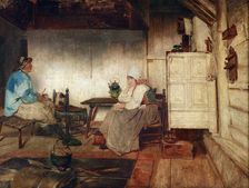 Interior of a Marken fisherman's cottage, c1871. Creator: Petrus van der Velden